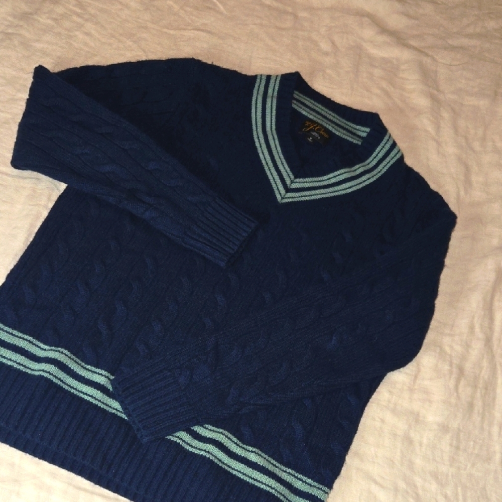 Navy V-Neck Sweater 100% Cashmere J Crew